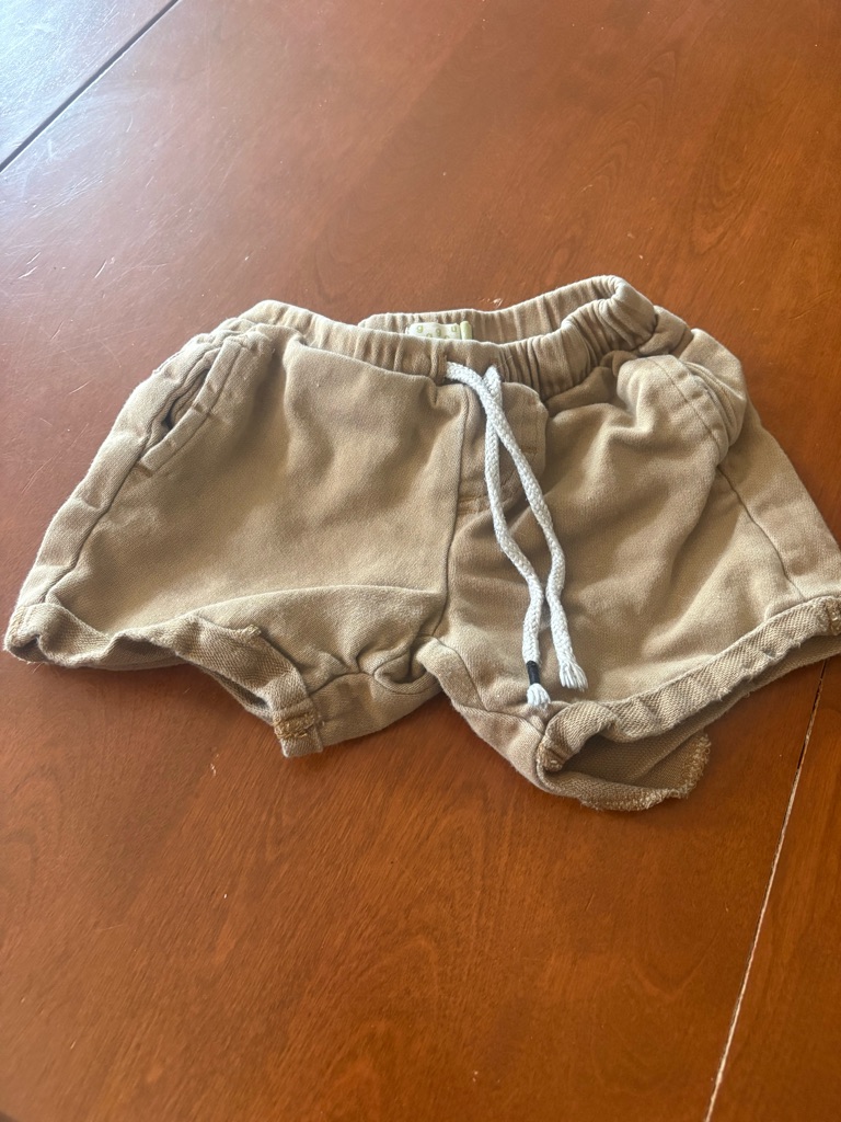 Ugg Kids Tan Cotton Drawstring Shorts With White Tie